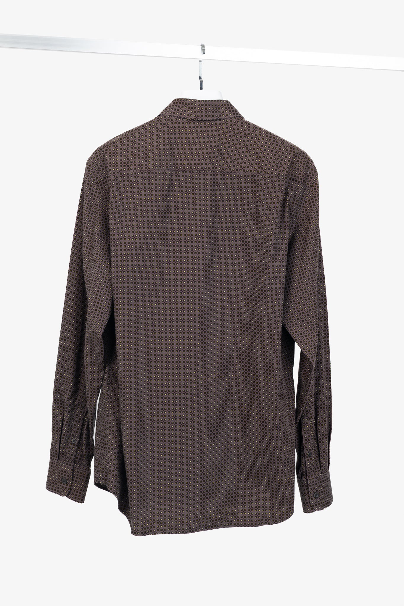 Prada Purple Dotted-Square-Print Cotton-Poplin Buttoned Shirt