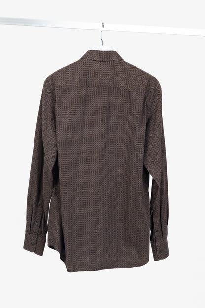 Prada Purple Dotted-Square-Print Cotton-Poplin Buttoned Shirt