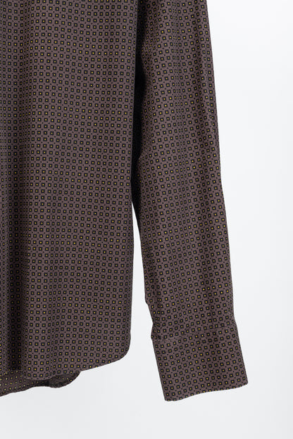 Prada Purple Dotted-Square-Print Cotton-Poplin Buttoned Shirt