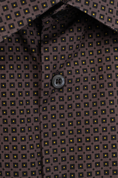 Prada Purple Dotted-Square-Print Cotton-Poplin Buttoned Shirt