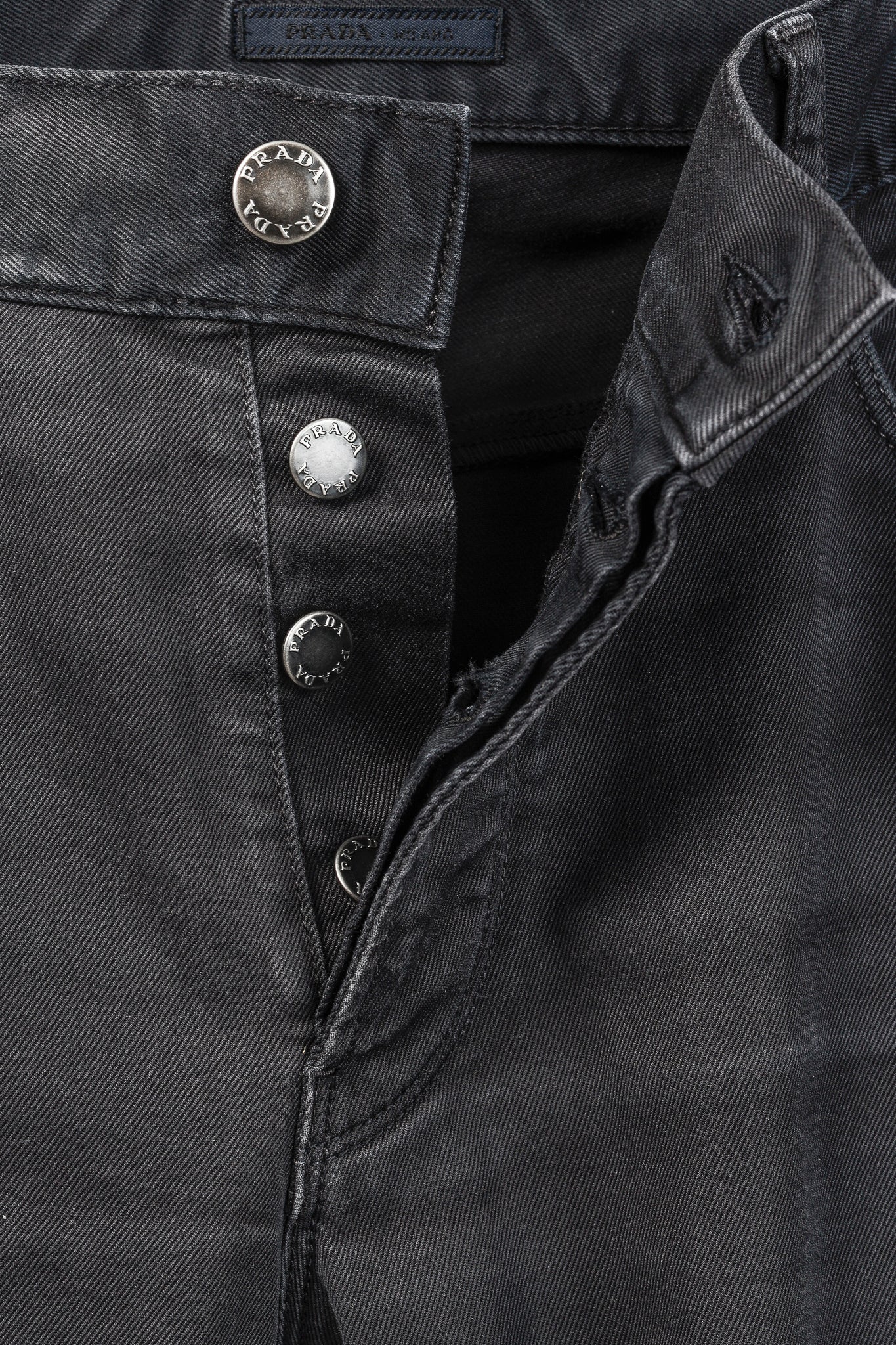 Prada Washed-Black Cotton-Twill Straight-Leg Jeans