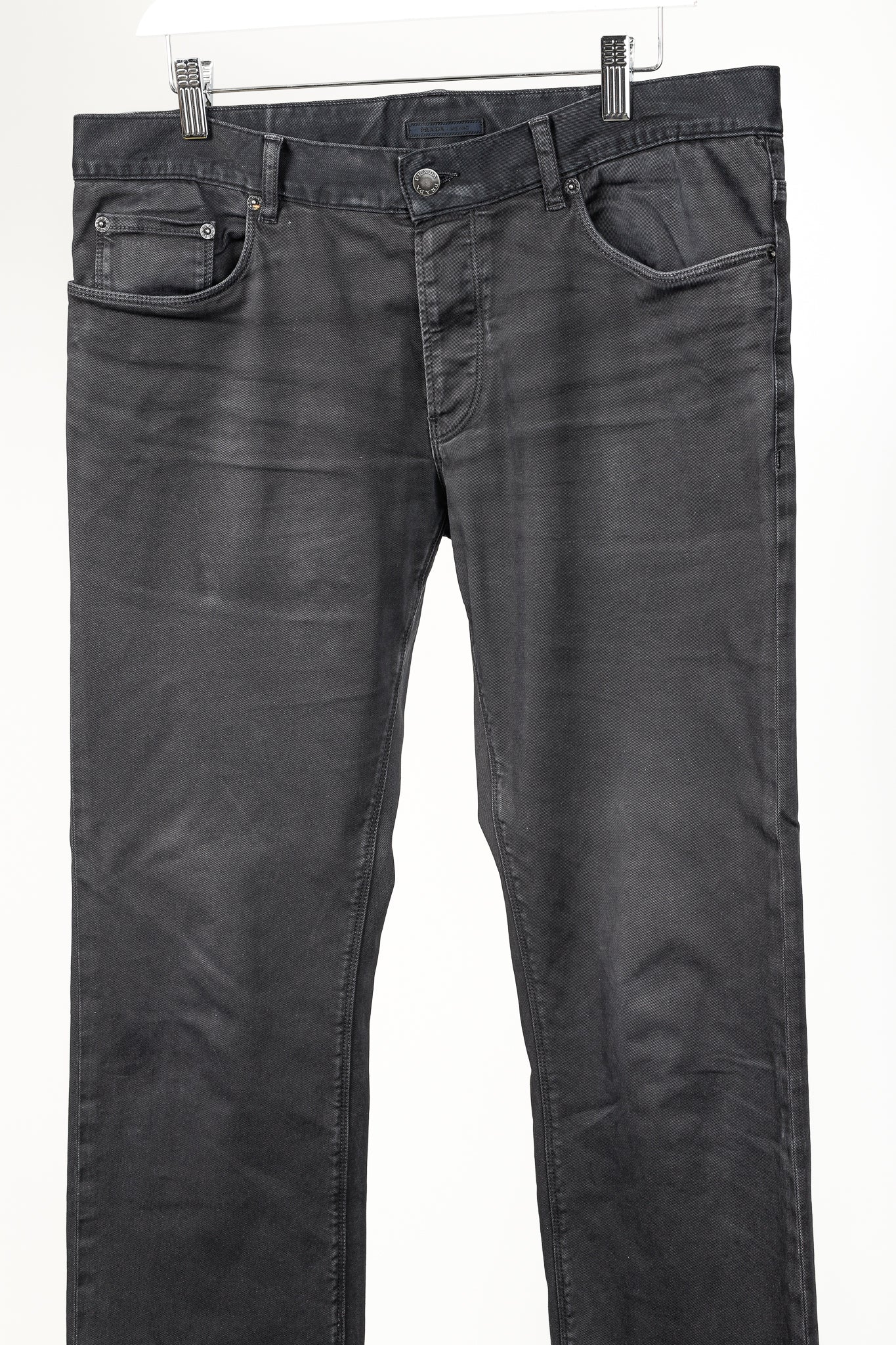 Prada Washed-Black Cotton-Twill Straight-Leg Jeans