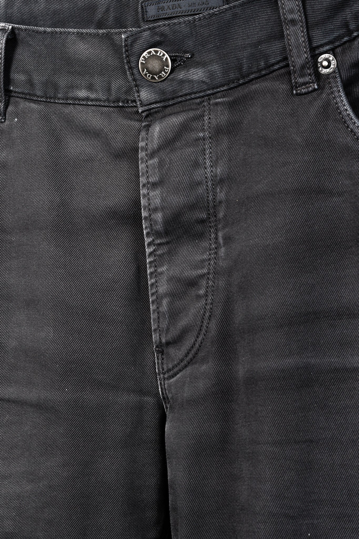 Prada Washed-Black Cotton-Twill Straight-Leg Jeans