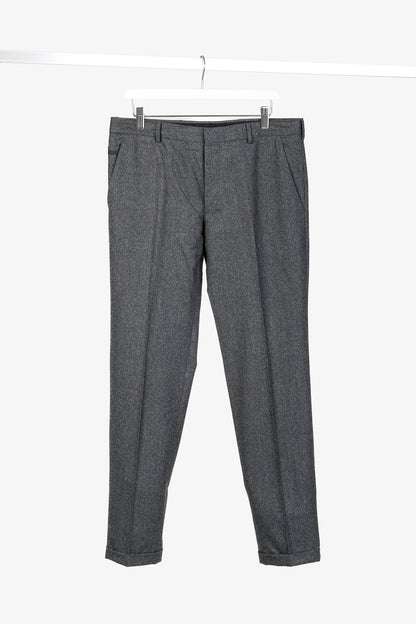 Prada Grey Wool-Suiting Cuffed Trousers