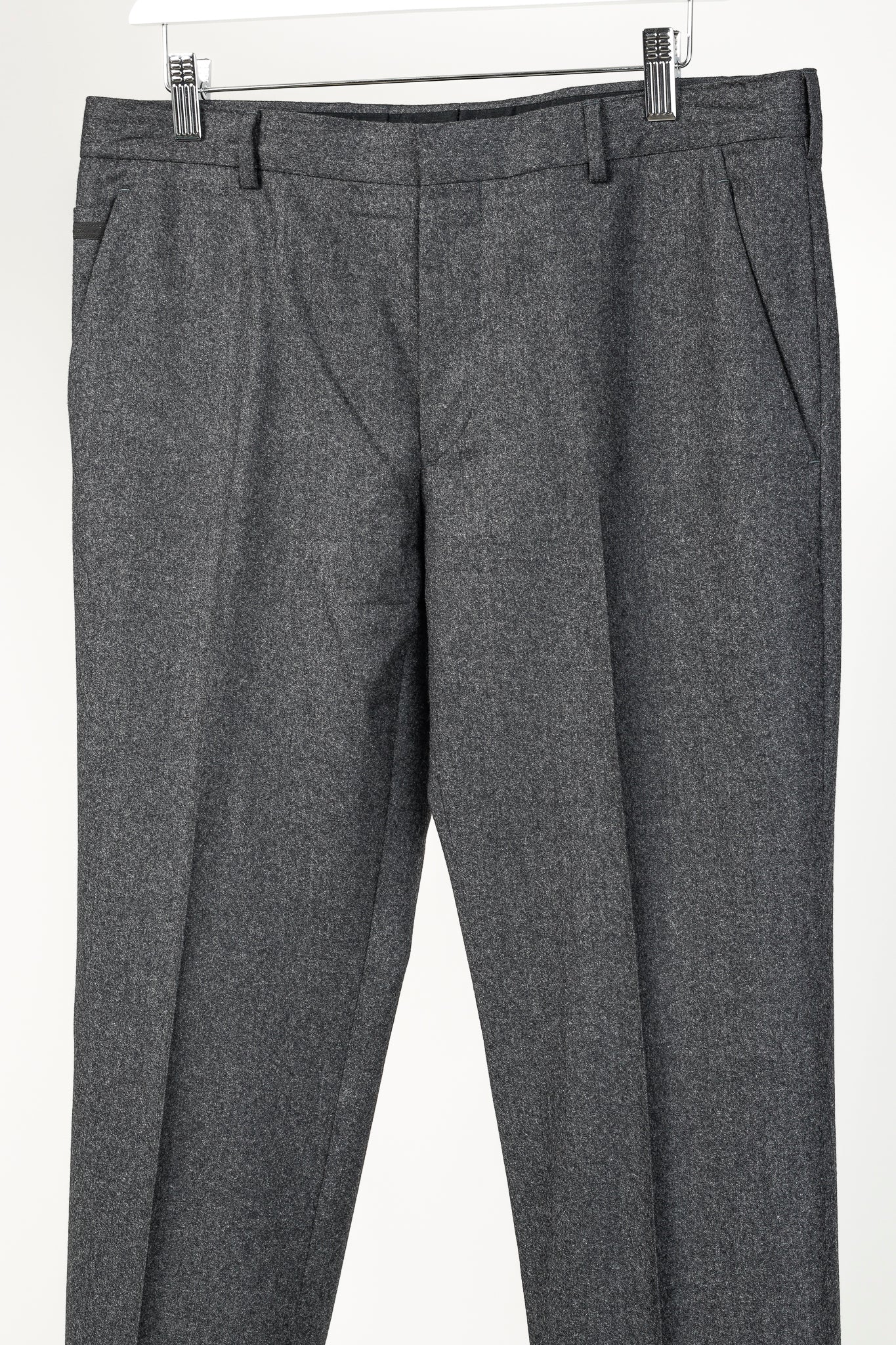 Prada Grey Wool-Suiting Cuffed Trousers