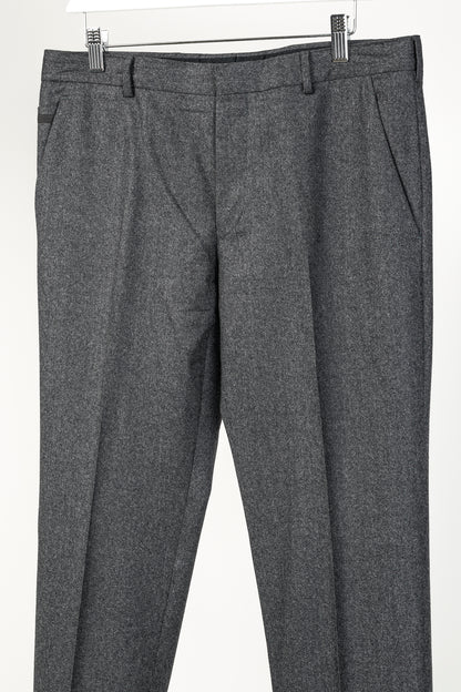 Prada Grey Wool-Suiting Cuffed Trousers