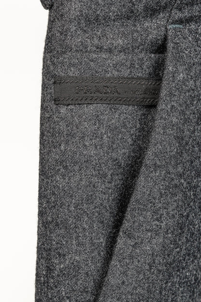 Prada Grey Wool-Suiting Cuffed Trousers
