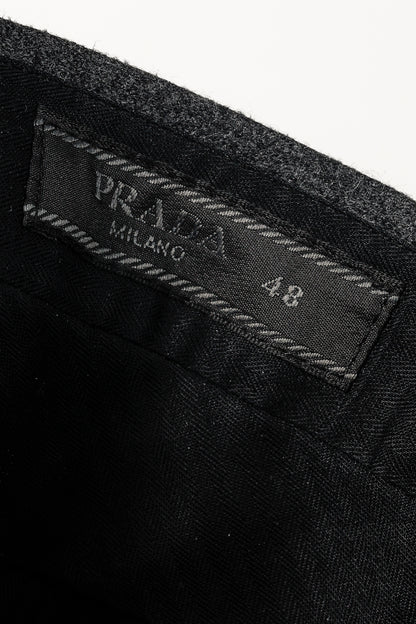 Prada Grey Wool-Suiting Cuffed Trousers