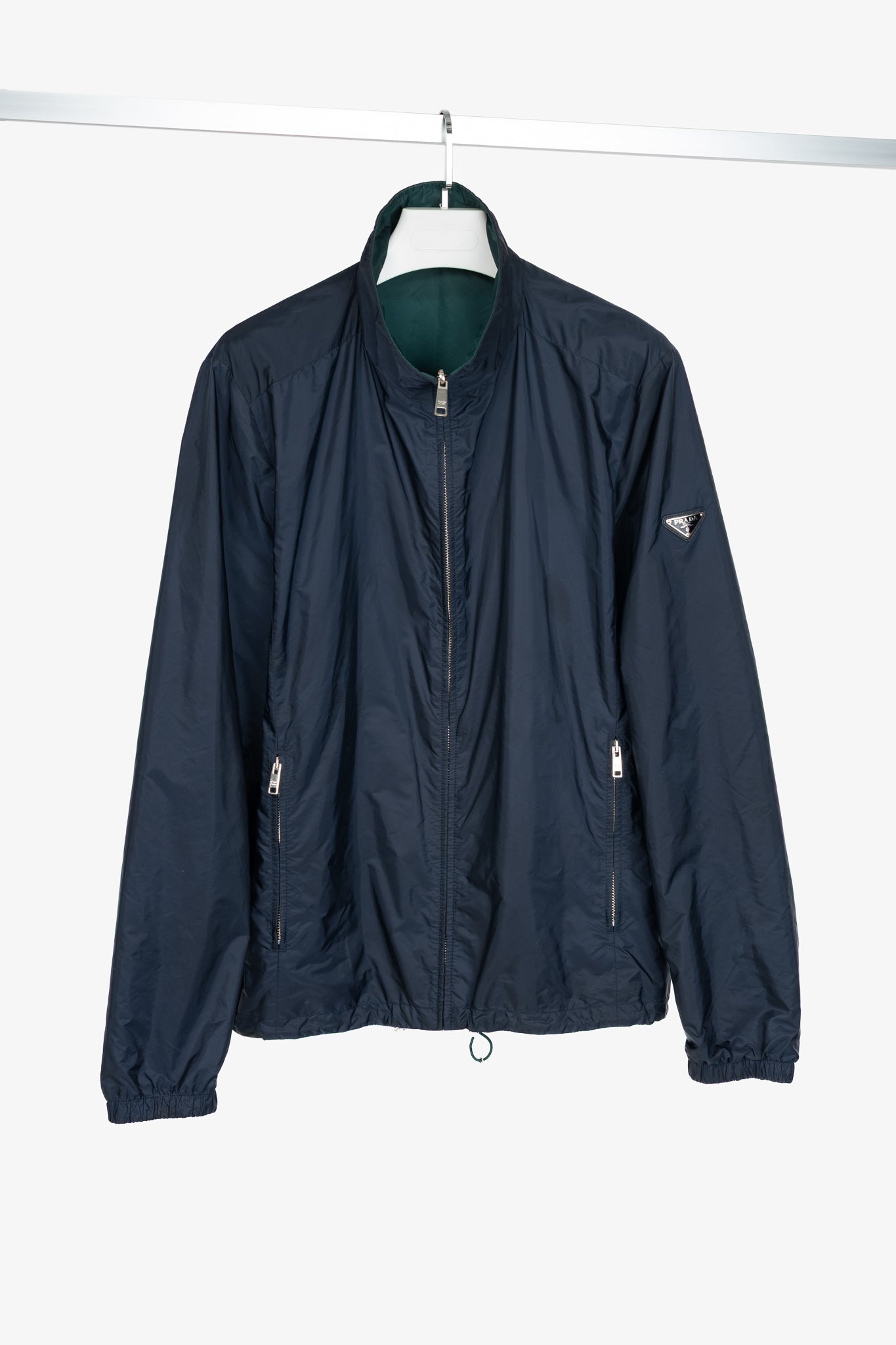 Prada Reversible Navy & Green Nylon-Taffeta Blouson Jacket