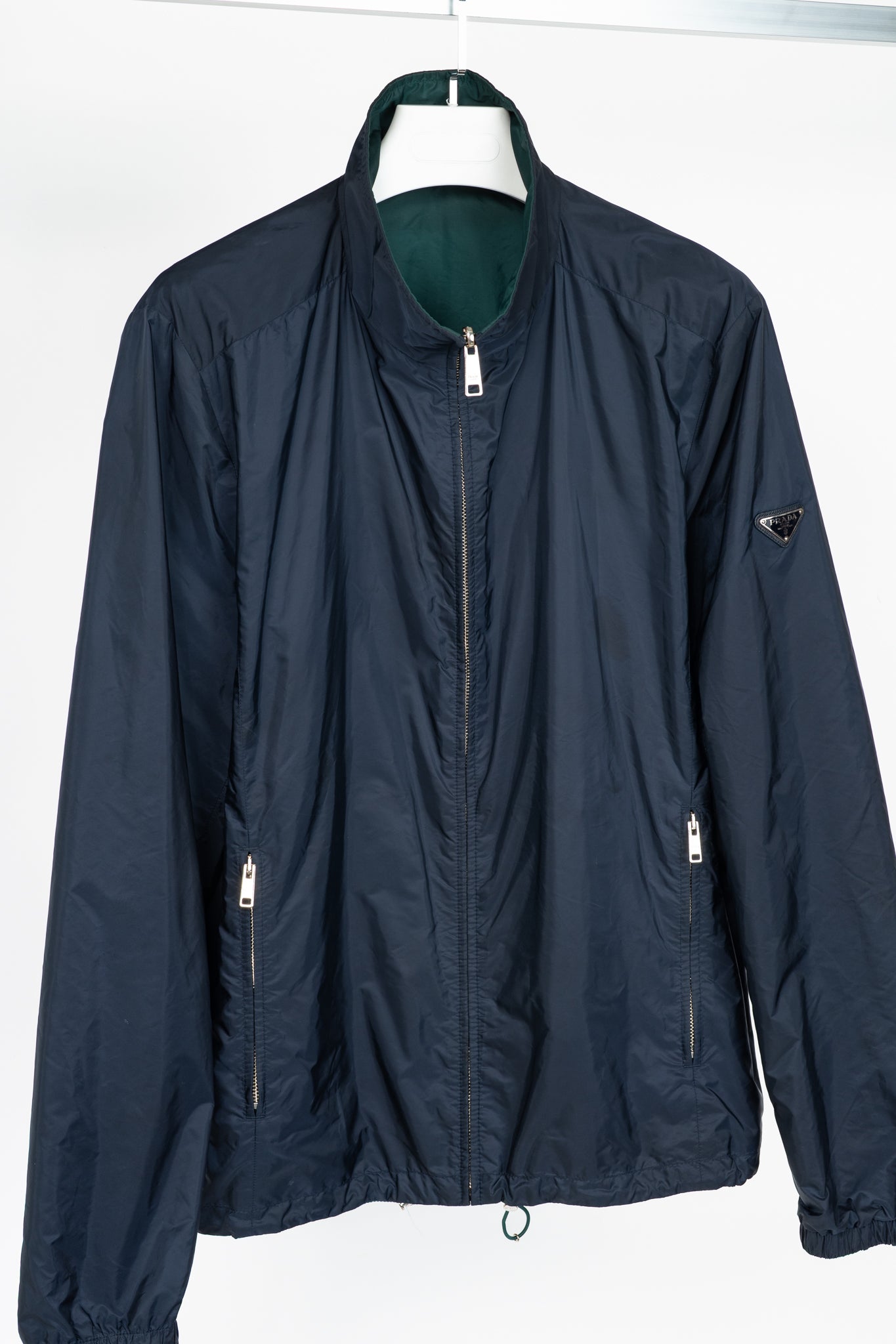 Prada Reversible Navy & Green Nylon-Taffeta Blouson Jacket