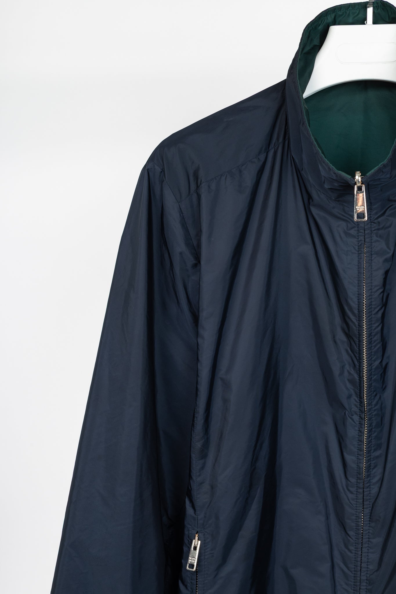 Prada Reversible Navy & Green Nylon-Taffeta Blouson Jacket