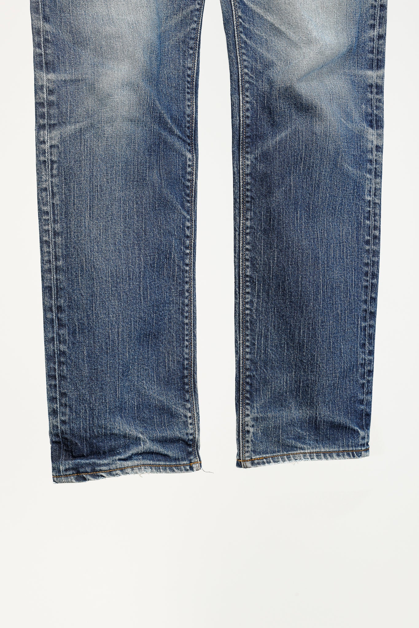 Prada Medium-Blue Distressed Tapered-Fit Jeans