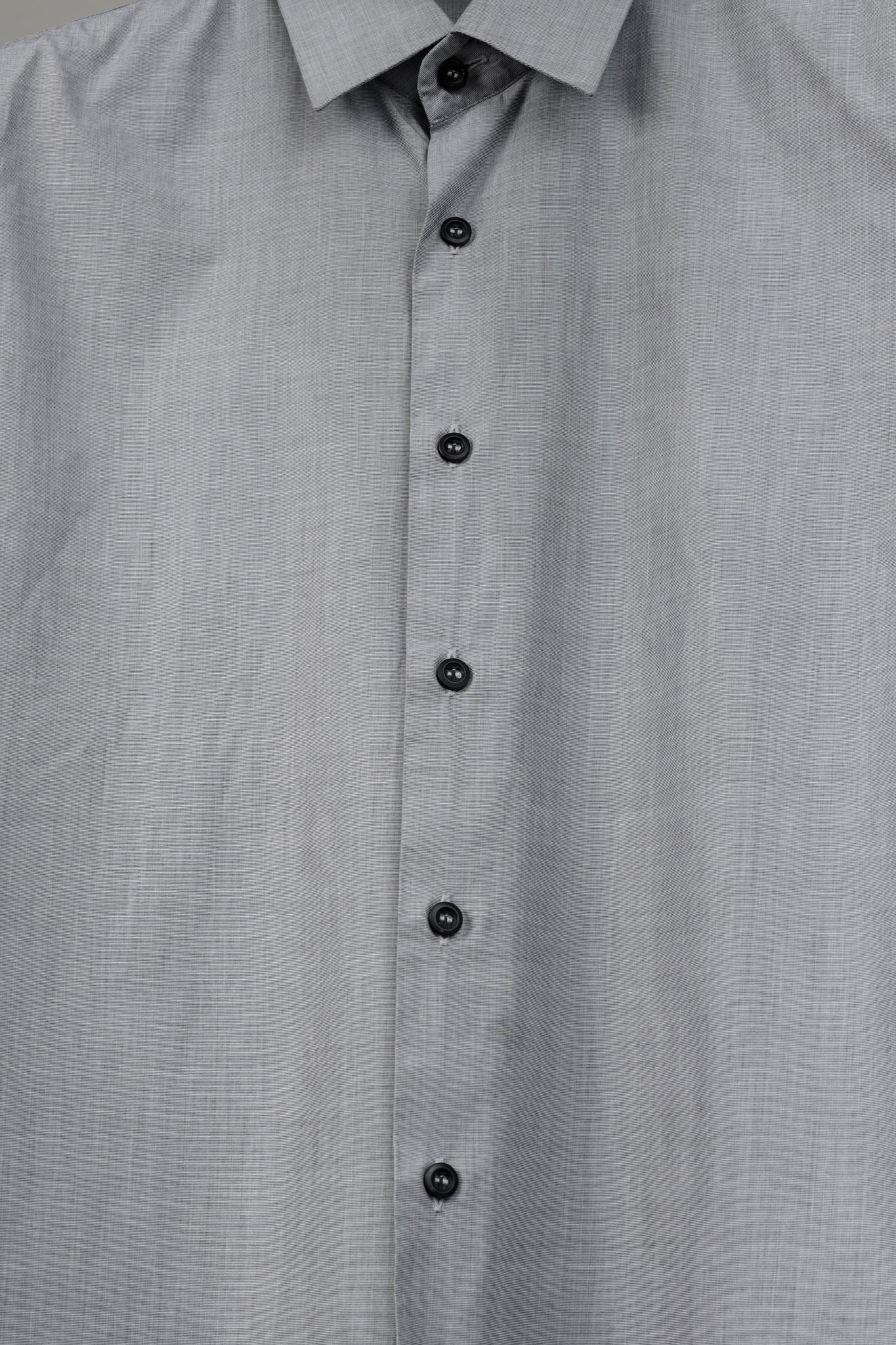 Prada Grey Crosshatched Cotton Button-Up Oxford Shirt