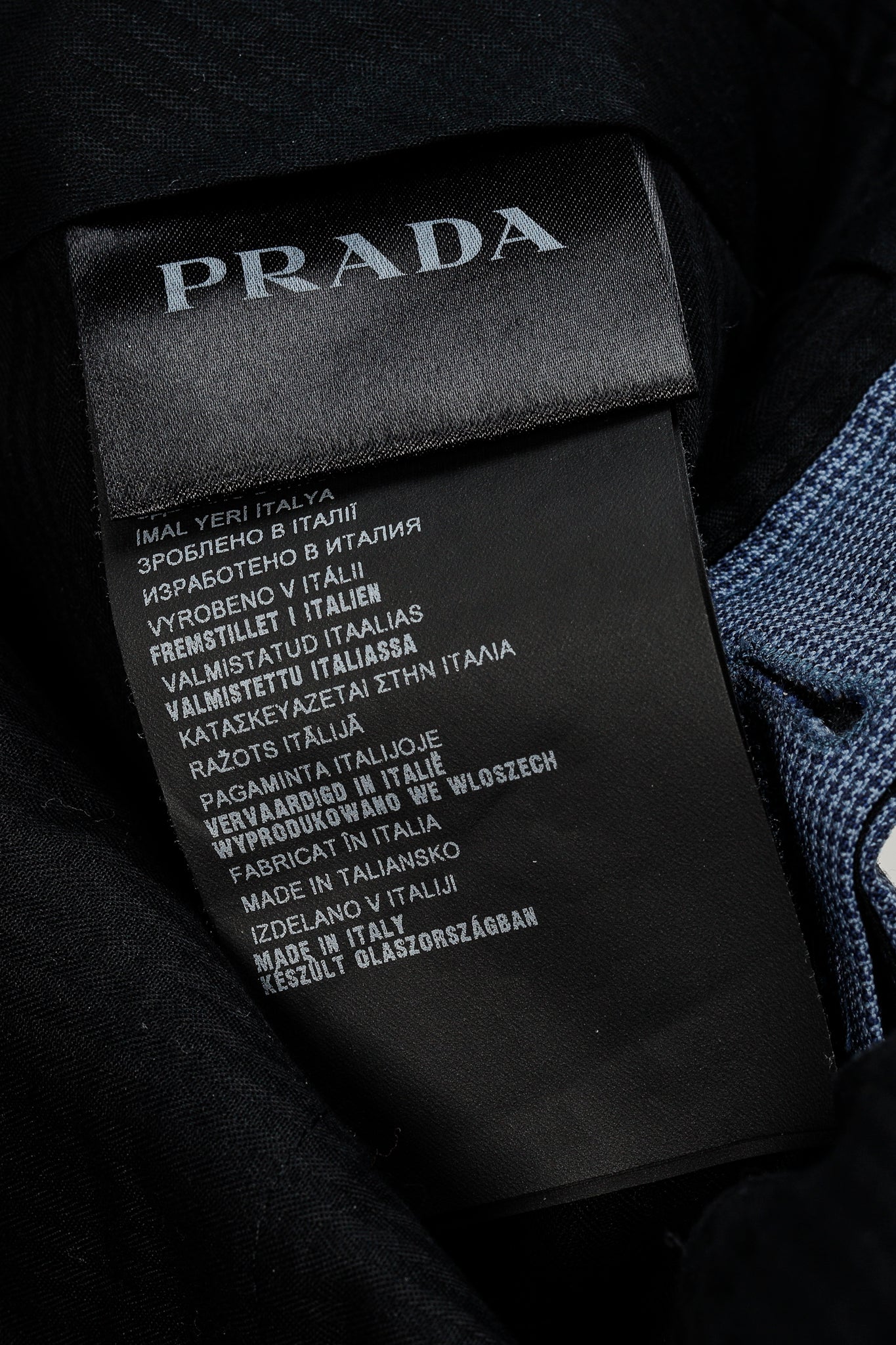 Prada Blue-Micro-Houndstooth Virgin Wool-Suiting Cuffed Trousers