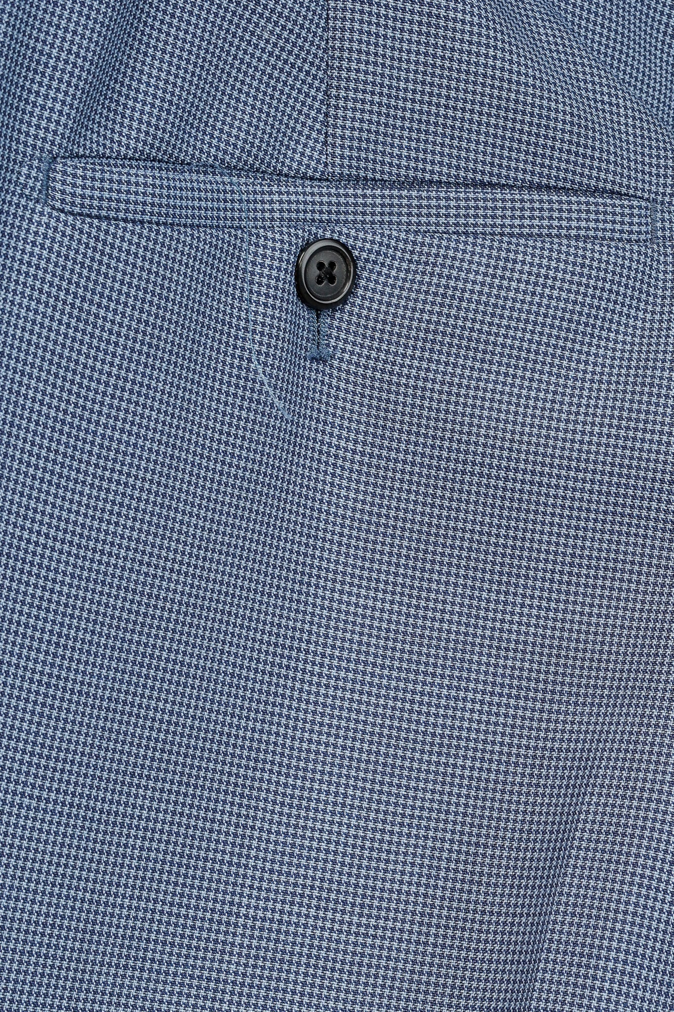 Prada Blue-Micro-Houndstooth Virgin Wool-Suiting Cuffed Trousers