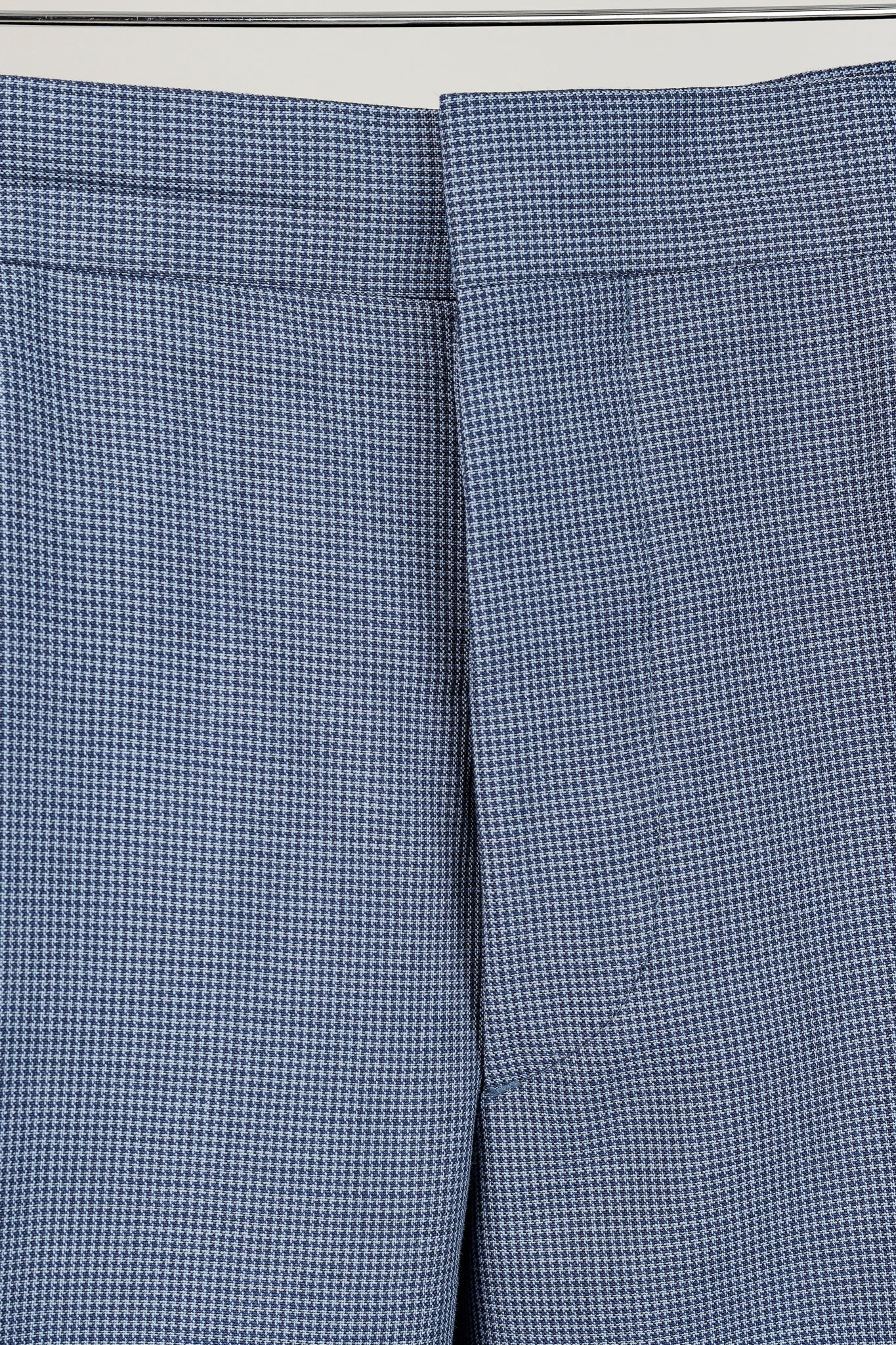 Prada Blue-Micro-Houndstooth Virgin Wool-Suiting Cuffed Trousers