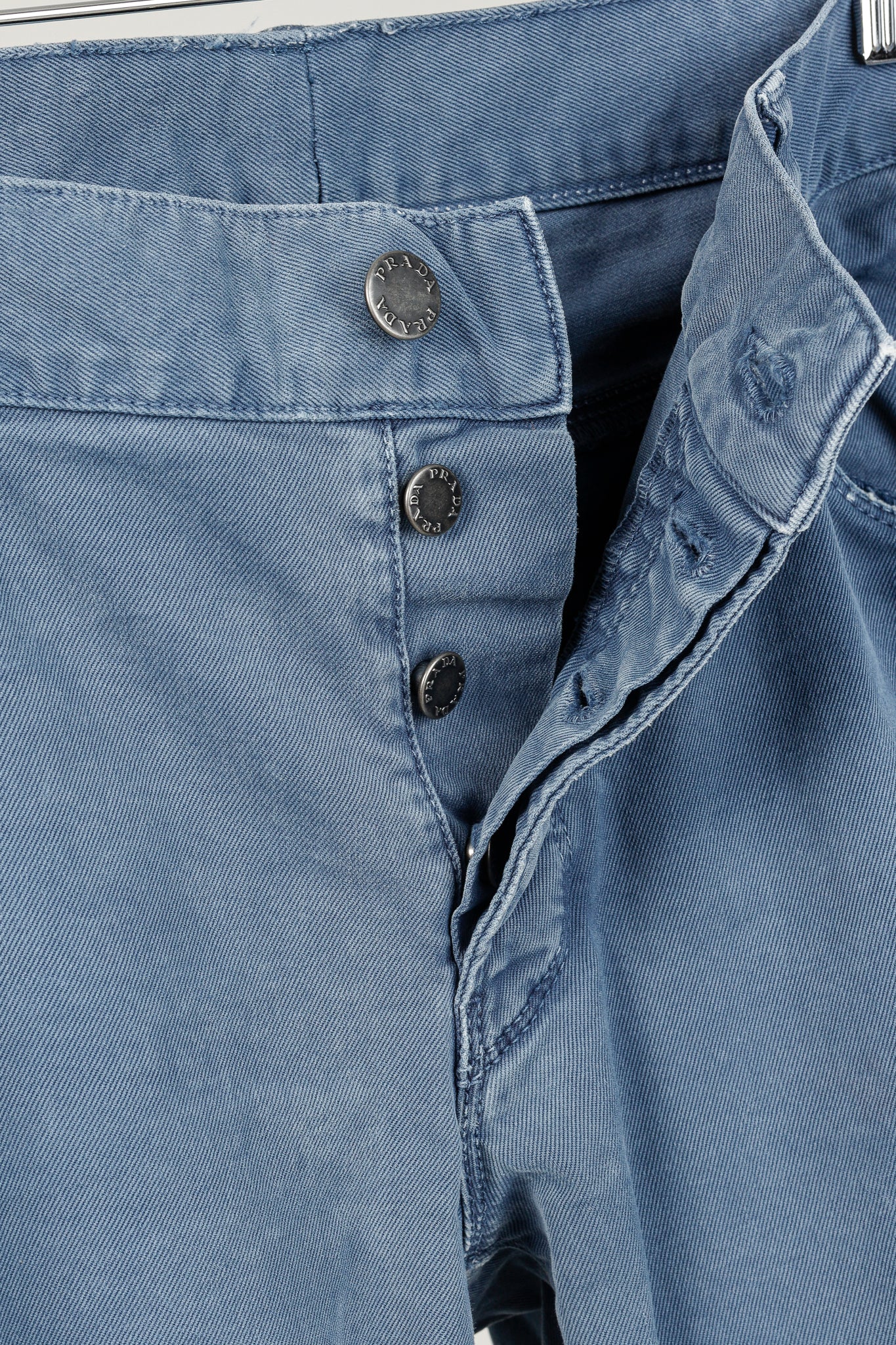 Prada Blue Cotton-Twill Straight-Leg Jeans