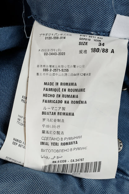 Prada Blue Cotton-Twill Straight-Leg Jeans
