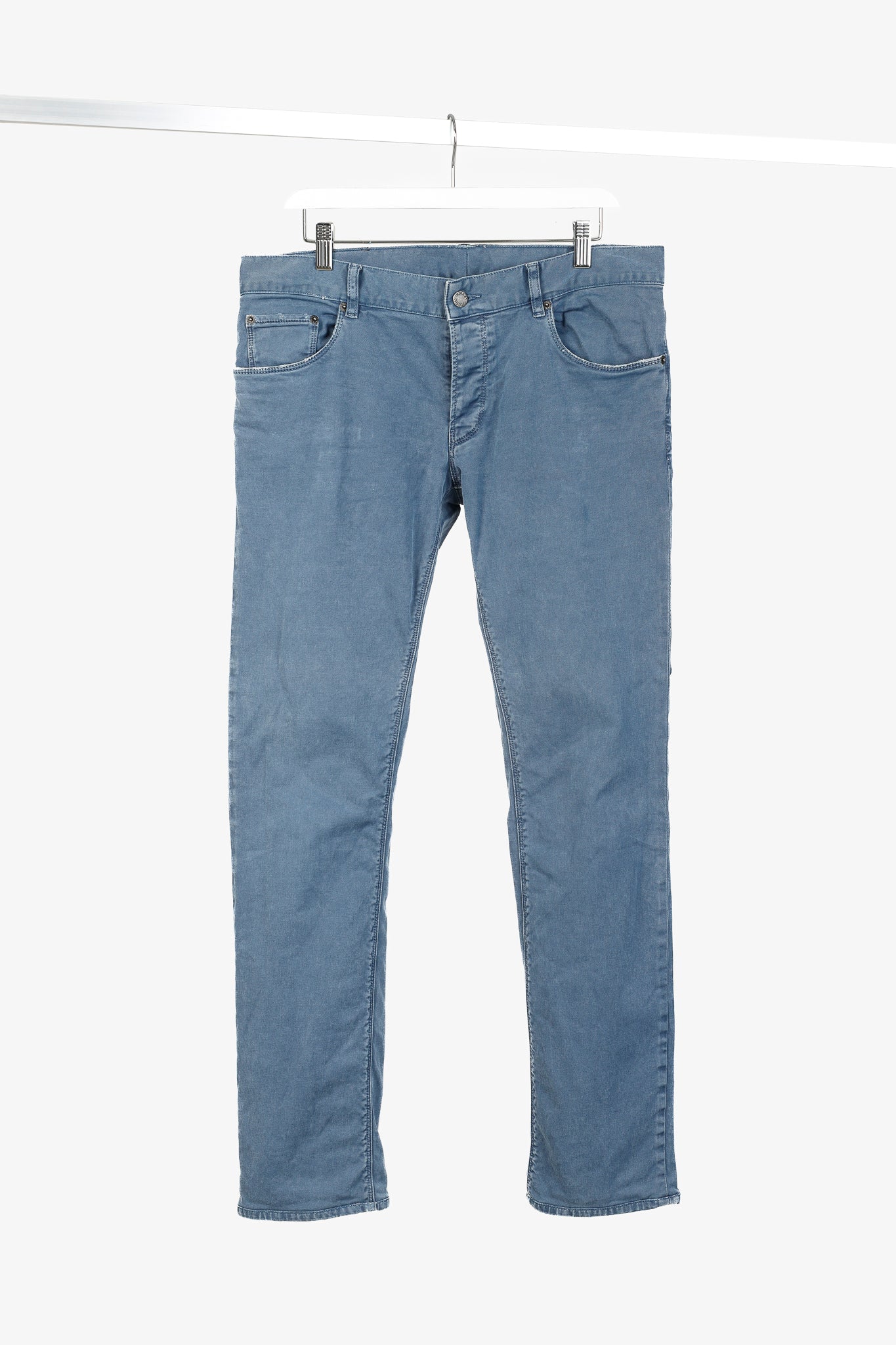 Prada Blue Cotton-Twill Straight-Leg Jeans