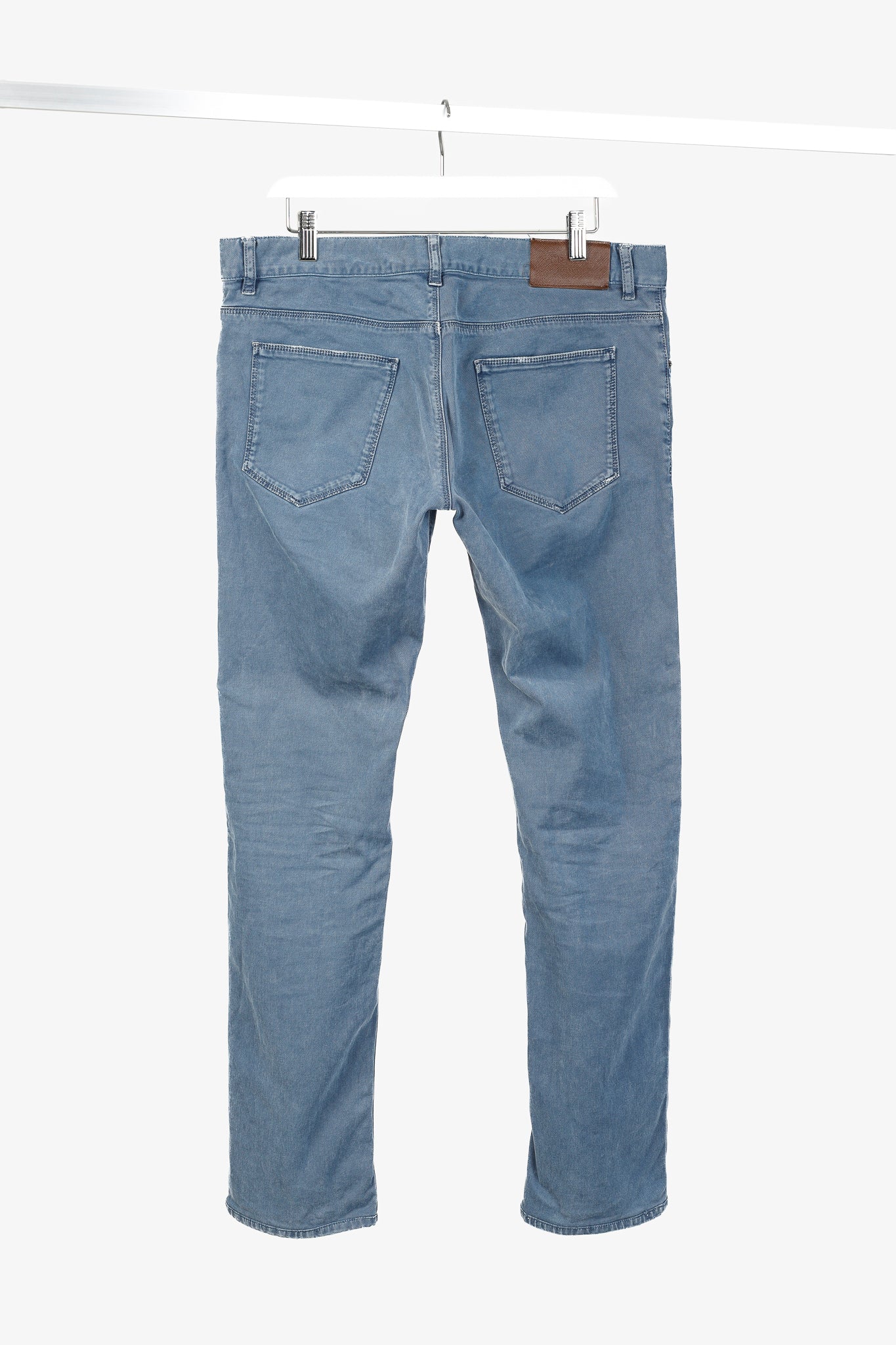Prada Blue Cotton-Twill Straight-Leg Jeans