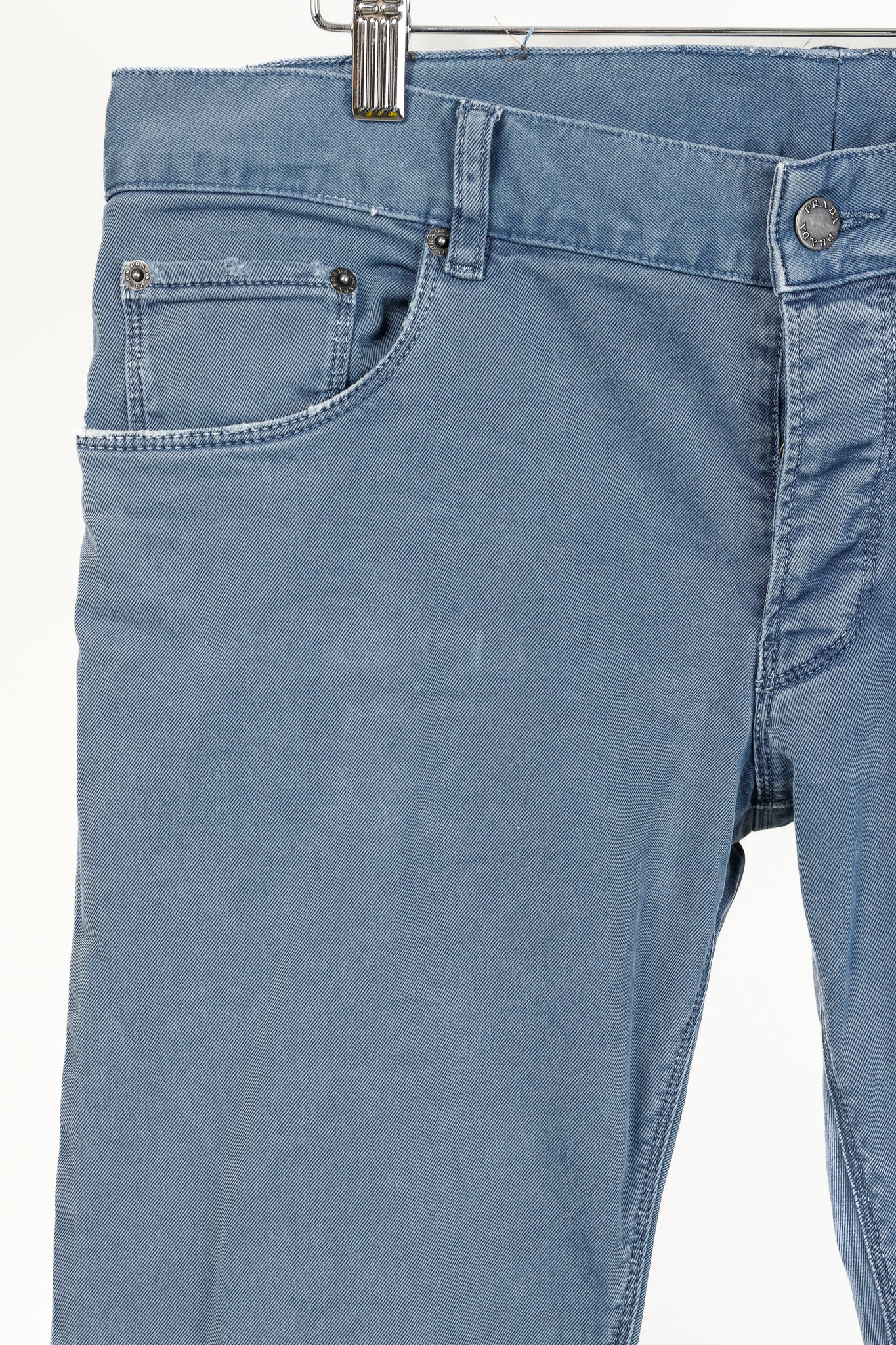 Prada Blue Cotton-Twill Straight-Leg Jeans