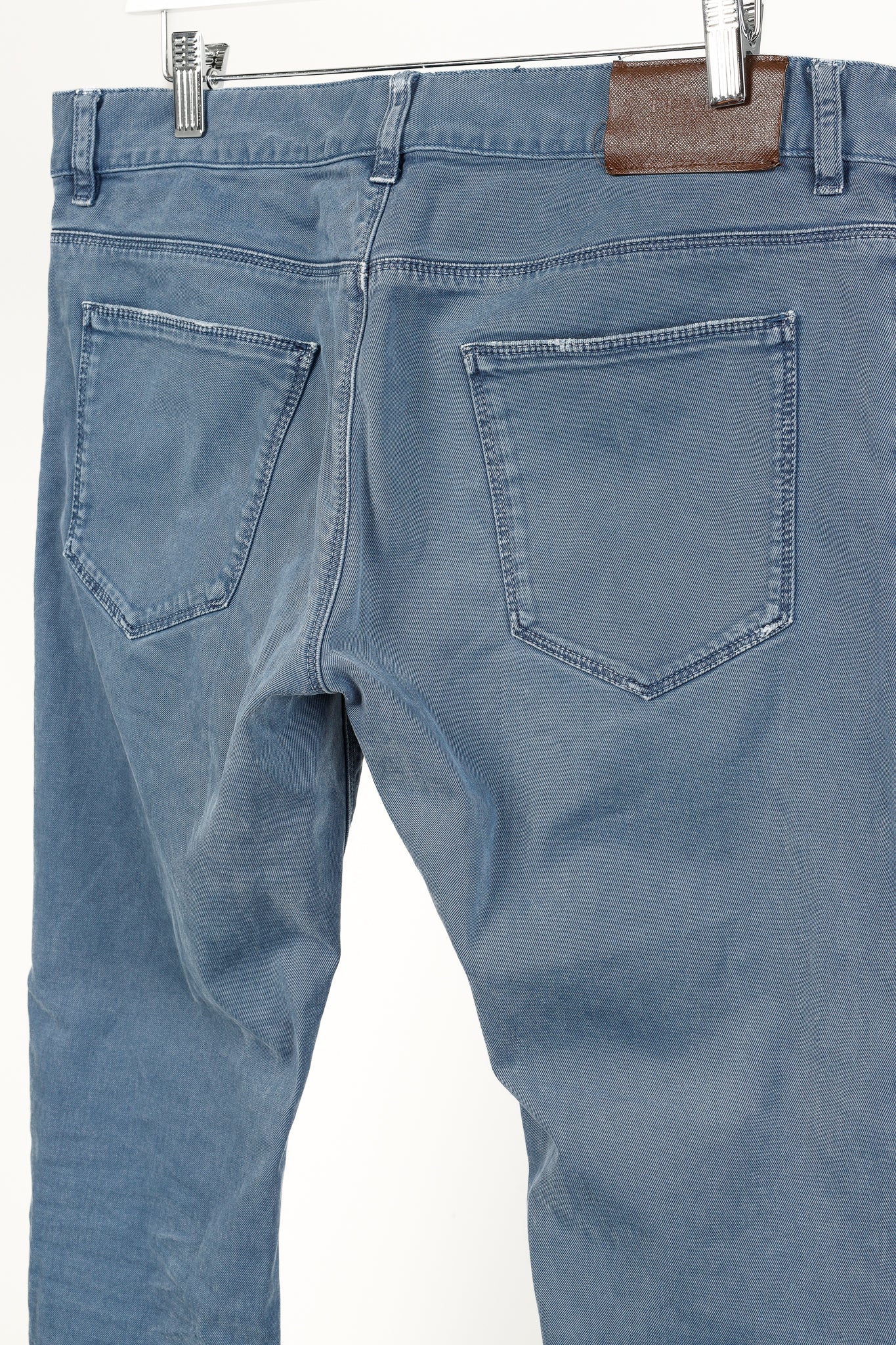 Prada Blue Cotton-Twill Straight-Leg Jeans