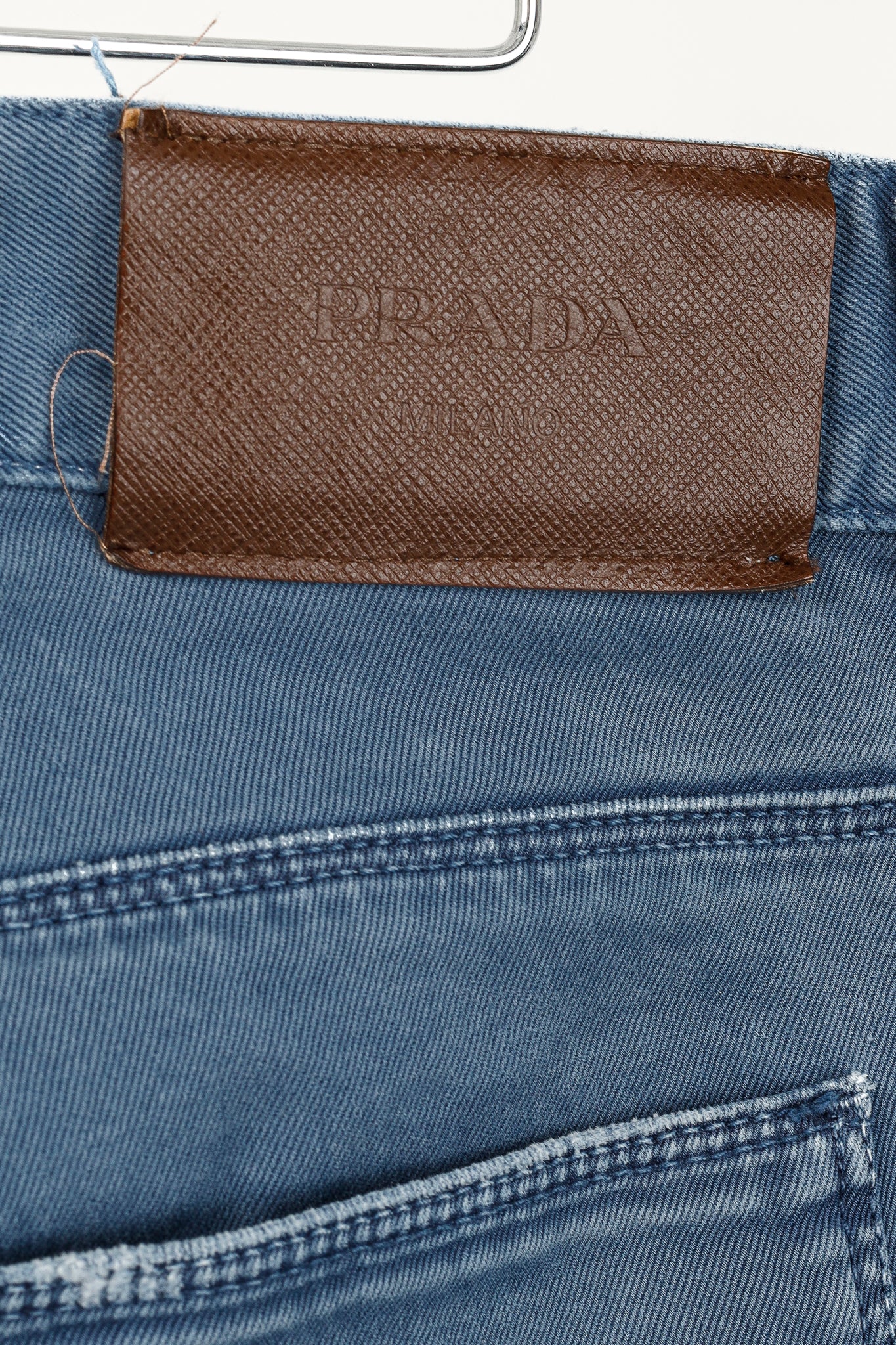 Prada Blue Cotton-Twill Straight-Leg Jeans