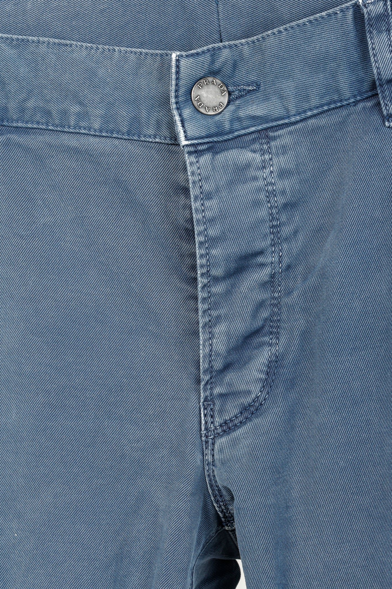 Prada Blue Cotton-Twill Straight-Leg Jeans
