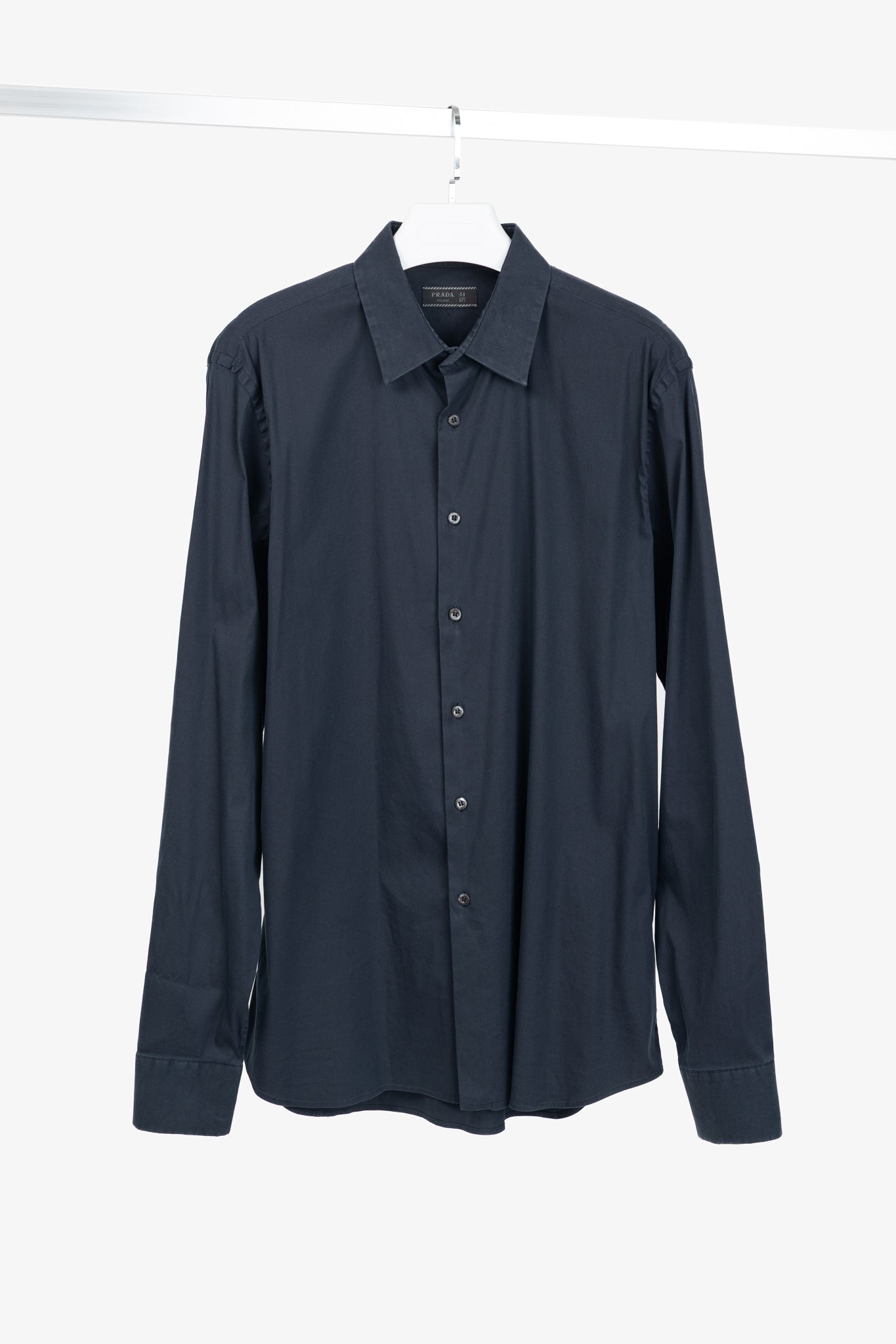 Prada Navy Cotton-Poplin Buttoned Shirt