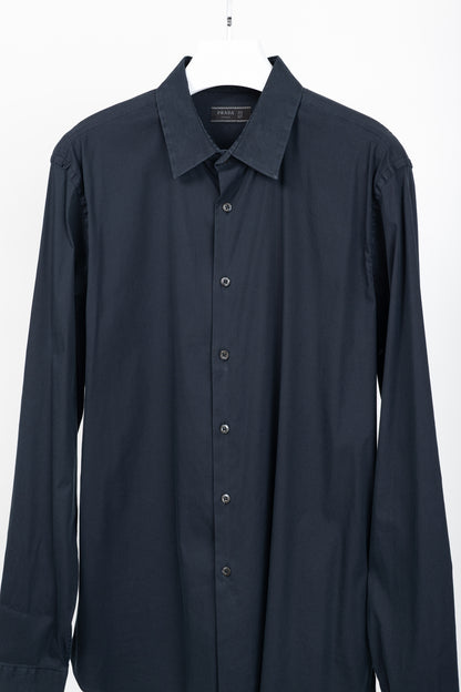 Prada Navy Cotton-Poplin Buttoned Shirt