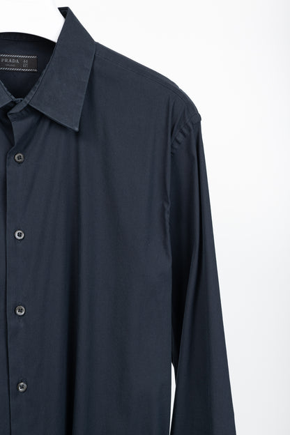 Prada Navy Cotton-Poplin Buttoned Shirt