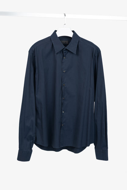 Prada Navy Cotton-Poplin Buttoned Shirt