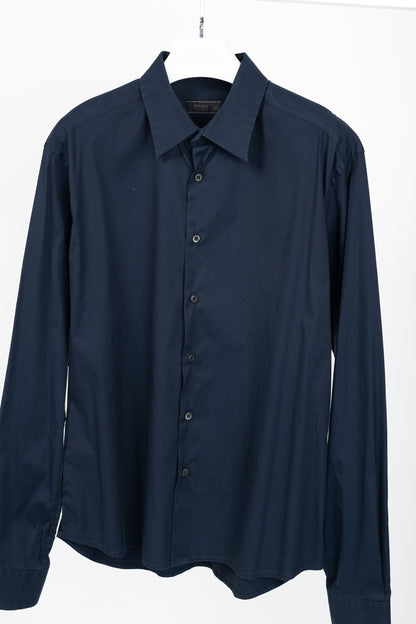 Prada Navy Cotton-Poplin Buttoned Shirt