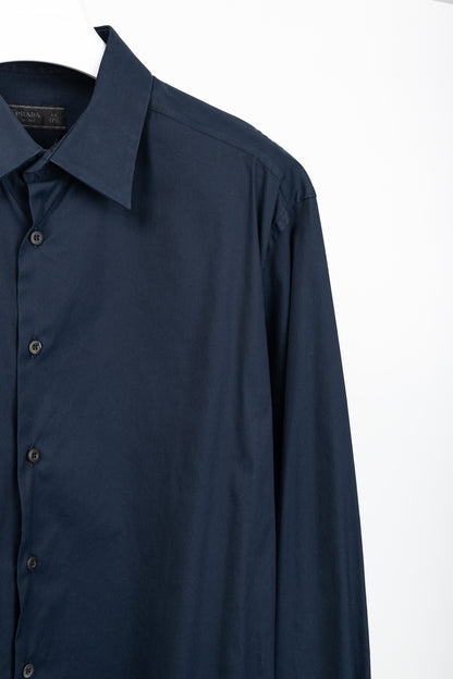 Prada Navy Cotton-Poplin Buttoned Shirt