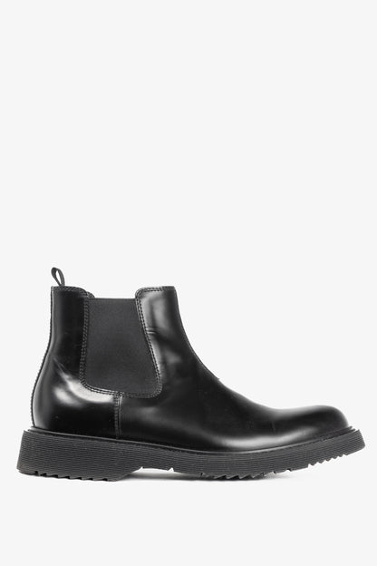 Prada Black Leather Chelsea Ankle Boots