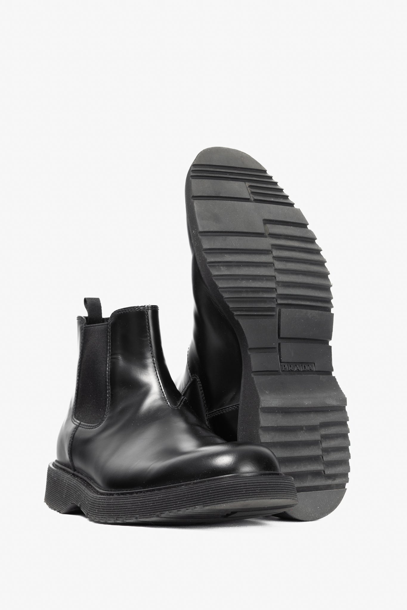 Prada Black Leather Chelsea Ankle Boots
