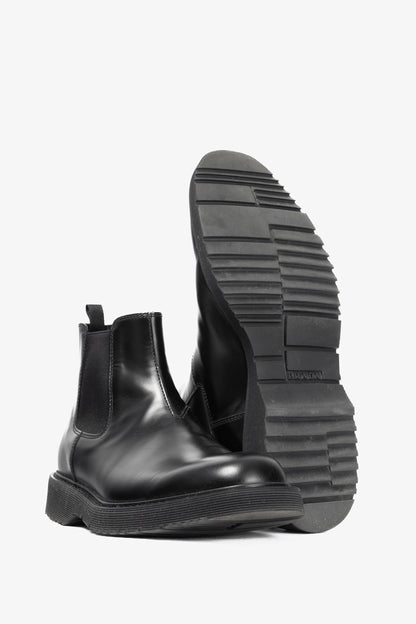Prada Black Leather Chelsea Ankle Boots