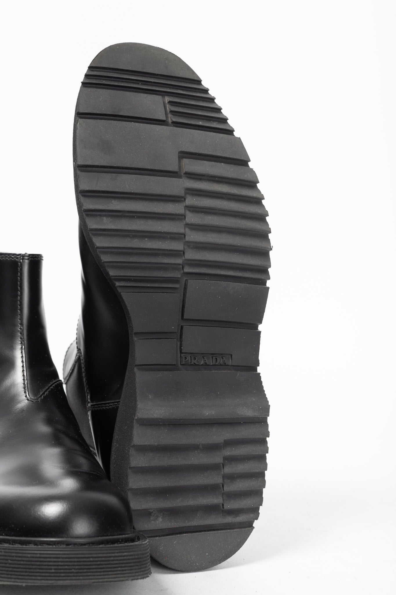 Prada Black Leather Chelsea Ankle Boots