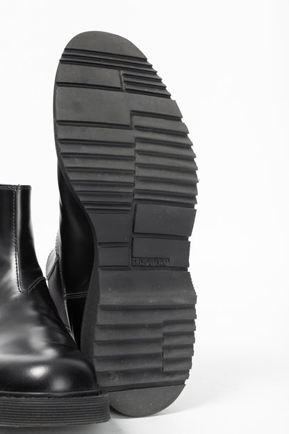Prada Black Leather Chelsea Ankle Boots