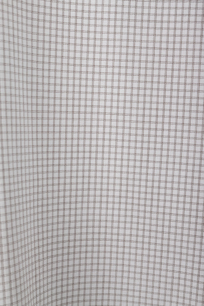 Prada 2015 Small Check White & Taupe Cotton Button-Up Oxford