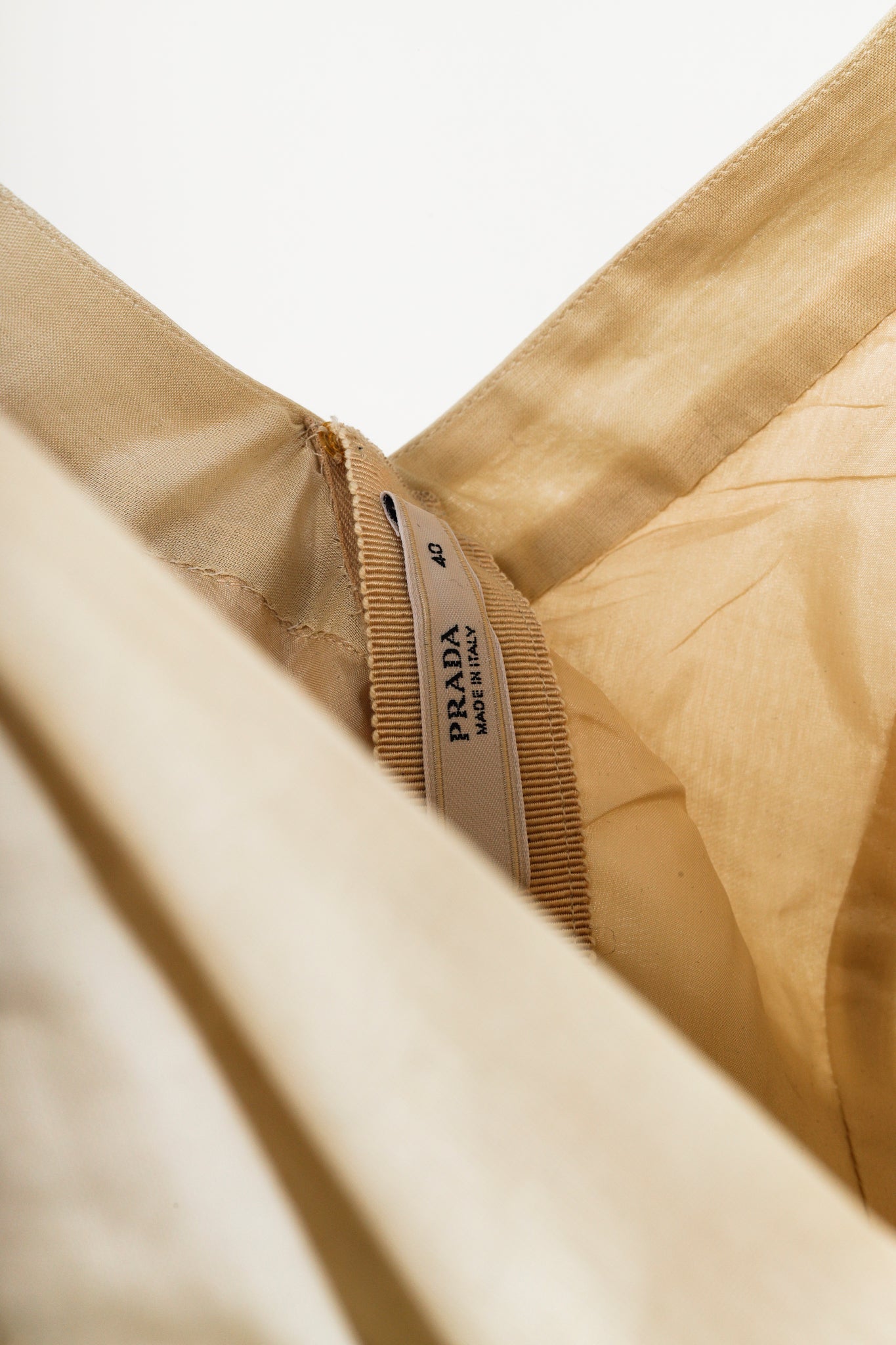 Prada 2009 Gathered Khaki Cotton Dress