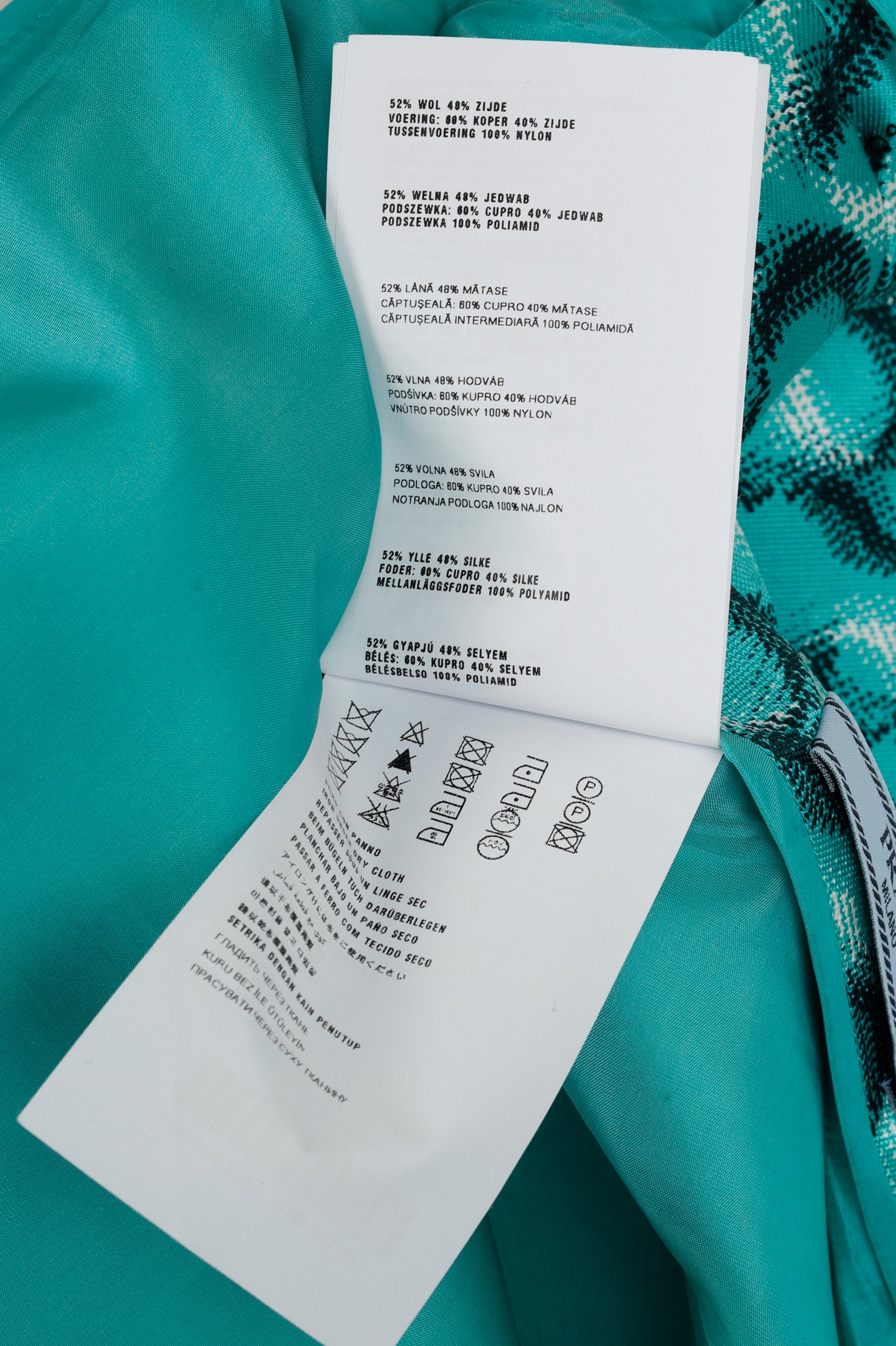 Prada AW/15 Runway Teal Geometric Print Pencil Skirt