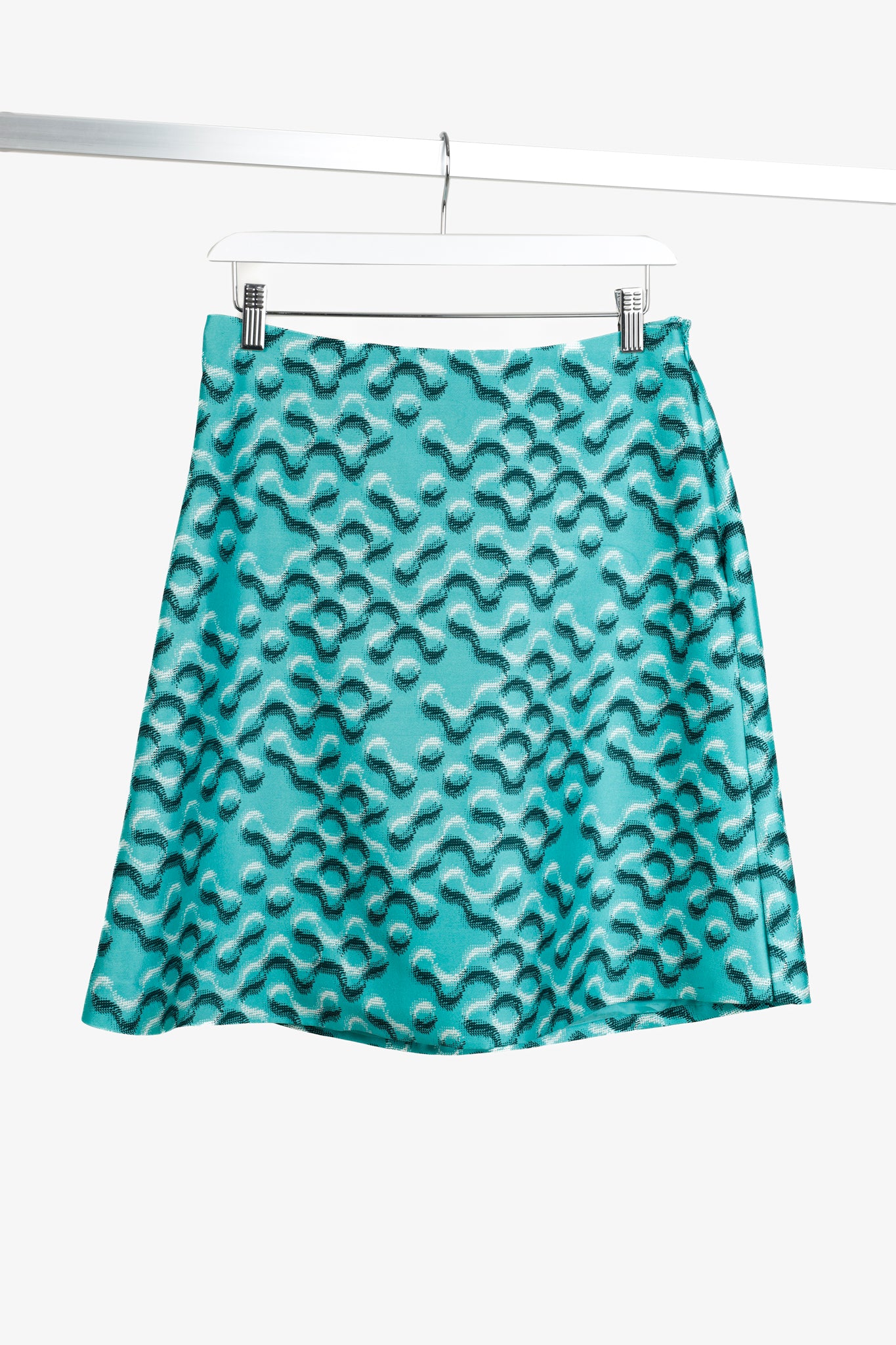 Prada AW/15 Runway Teal Geometric Print Pencil Skirt