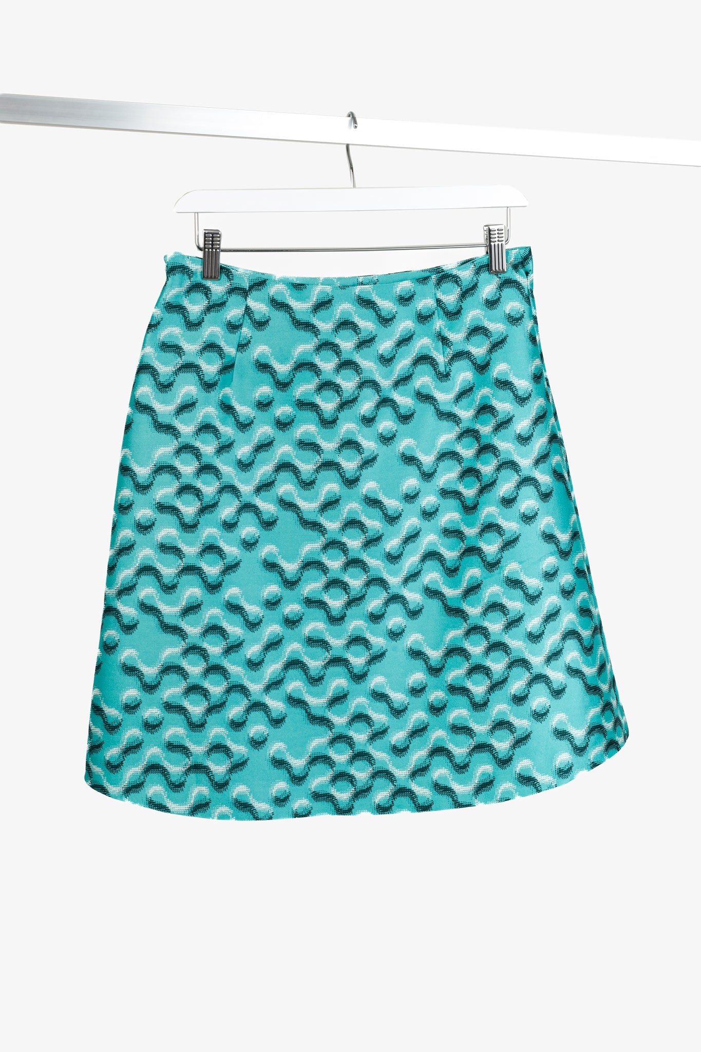 Prada AW/15 Runway Teal Geometric Print Pencil Skirt