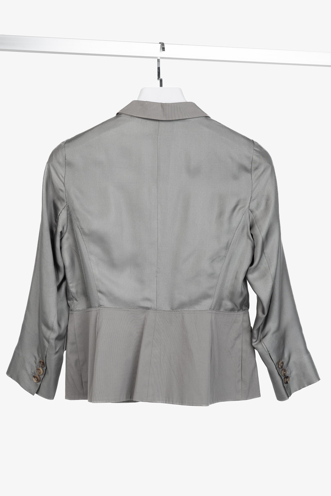 Prada Grey Silk & Cotton Pintuck Blazer