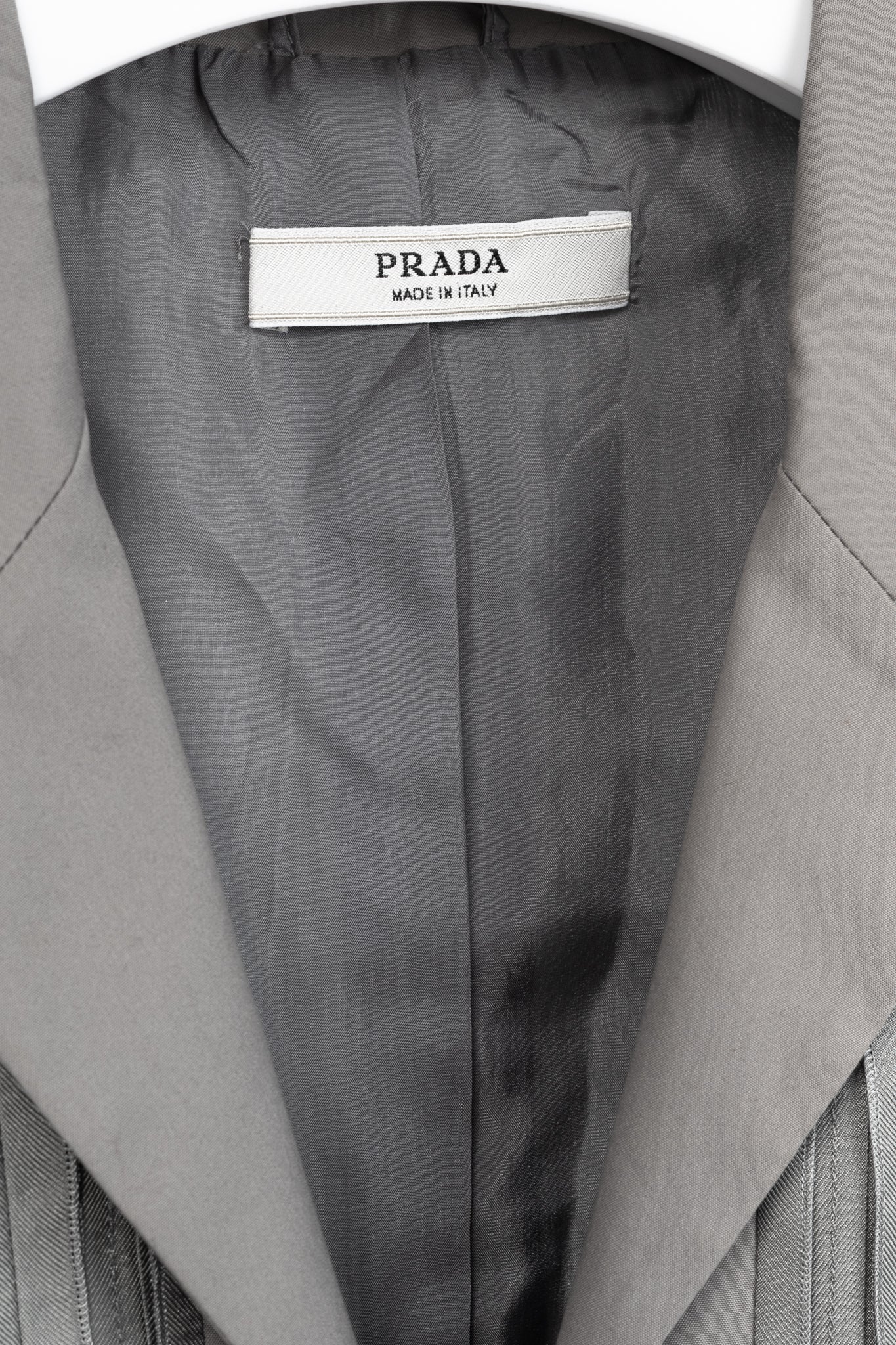 Prada Grey Silk & Cotton Pintuck Blazer