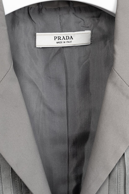 Prada Grey Silk & Cotton Pintuck Blazer