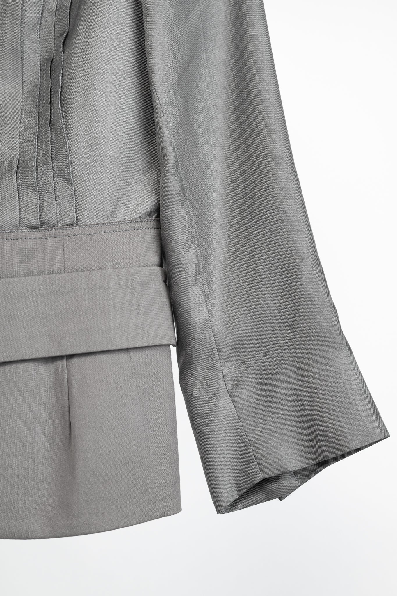 Prada Grey Silk & Cotton Pintuck Blazer