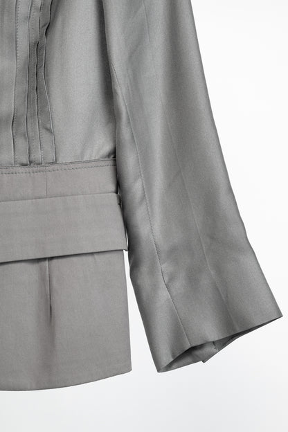 Prada Grey Silk & Cotton Pintuck Blazer
