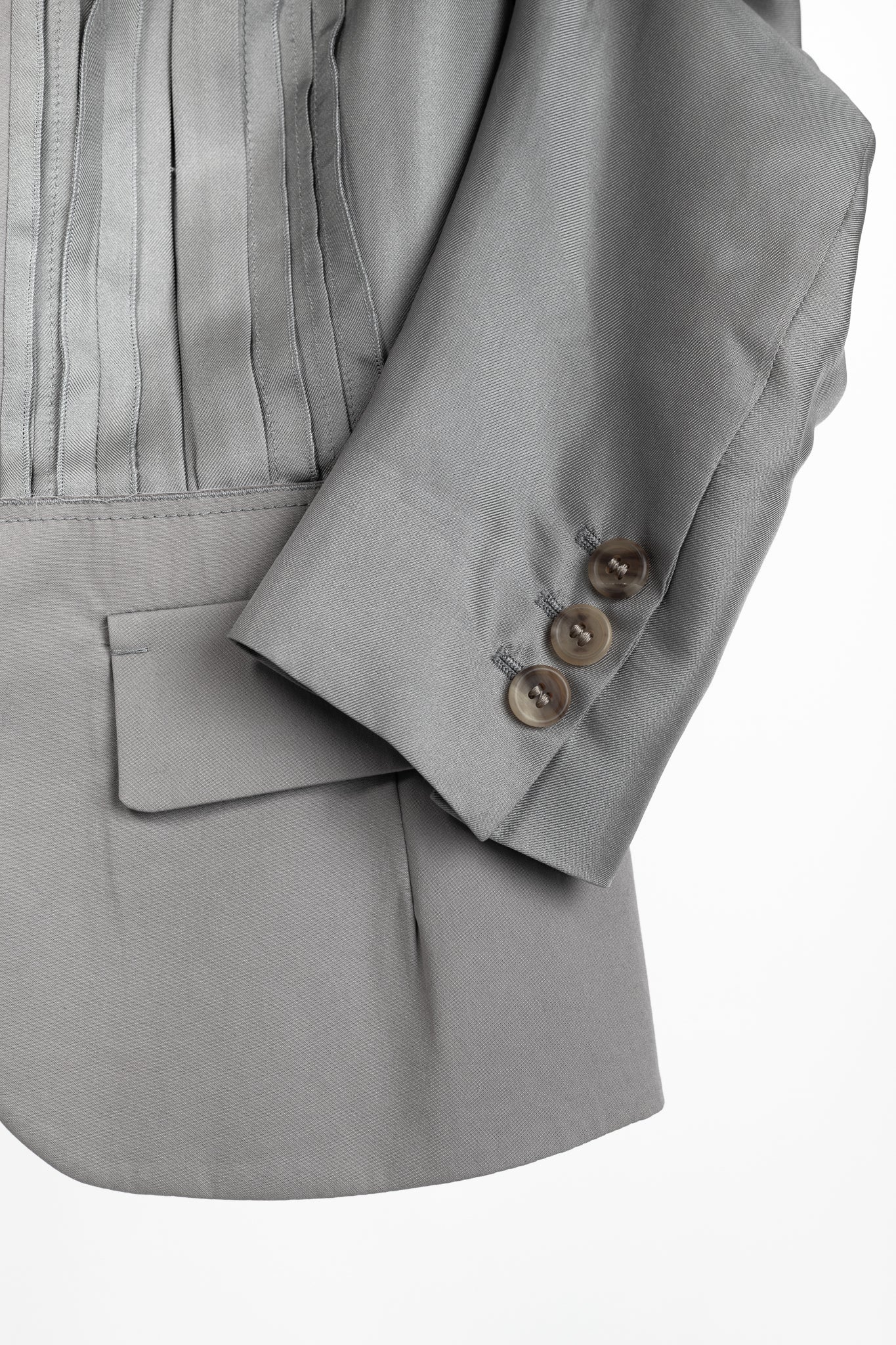 Prada Grey Silk & Cotton Pintuck Blazer